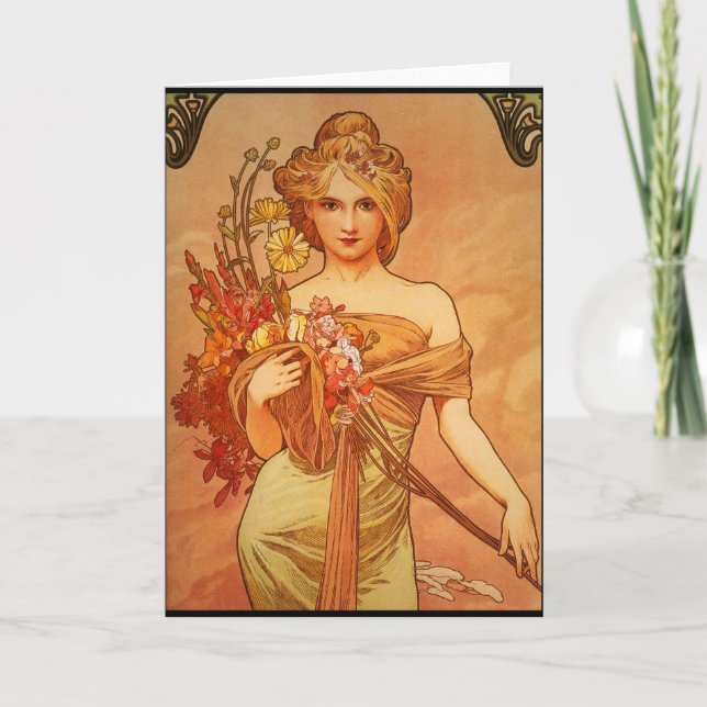Alphonse (Alfons) Mucha Bouquet Card (Front)