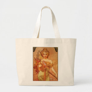 Alphonse (Alfons) Mucha Bouquet Large Tote Bag