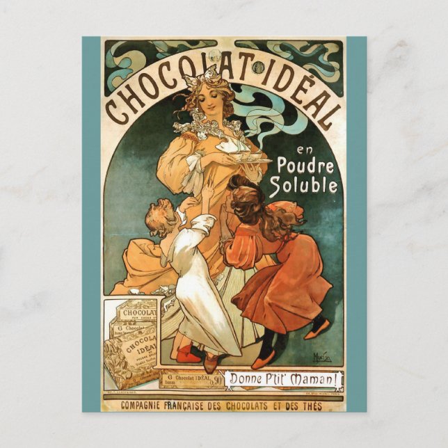 Alphonse (Alfons) Mucha Chocolat Ideal Postcard (Front)