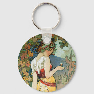 Alphonse (Alfons) Mucha: Cognac - Art Nouveau Keychain