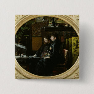 Alphonse Daudet and his Wife in their Study 2 Inch Square Button