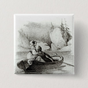 Alphonse de Lamartine and Elvire 2 Inch Square Button