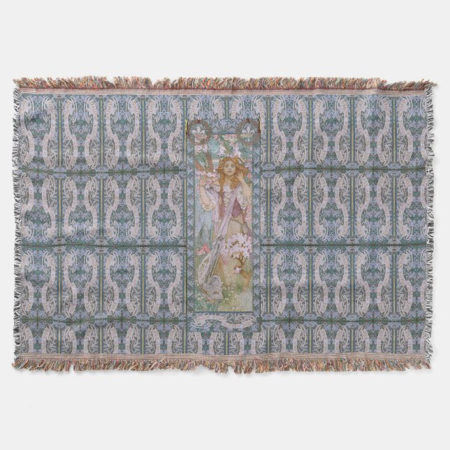 Alphonse Maria Mucha – Art Nouveau Throw Blanket (Front)