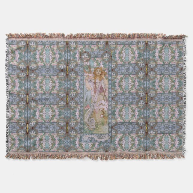 Alphonse Maria Mucha – Art Nouveau Throw Blanket (Front)