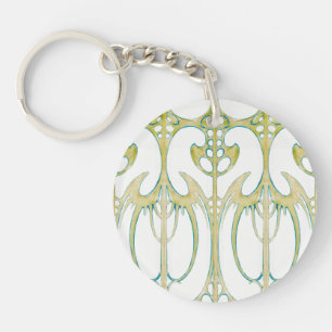 Alphonse Mucha abstract art and signature Keychain