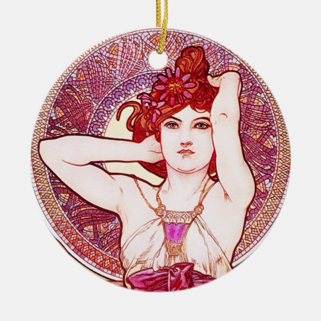 Alphonse Mucha Amethyst Ornament (Front)
