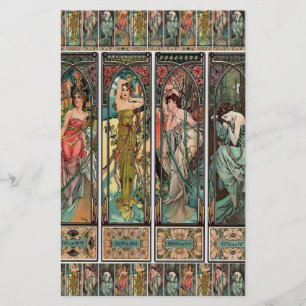 Alphonse Mucha art, art nouveau,vintage,females,be Stationery