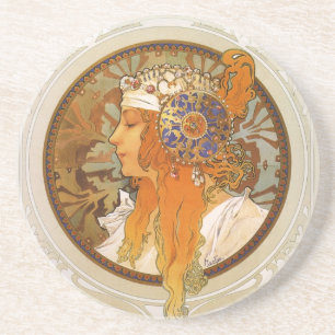 Alphonse Mucha Art Deco Coaster