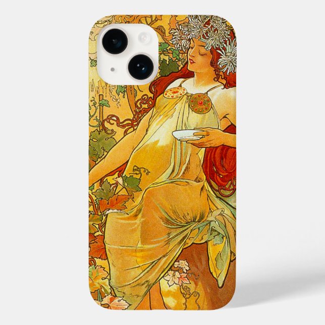 Alphonse Mucha Art Nouveau Autumn Case-Mate iPhone Case (Back)