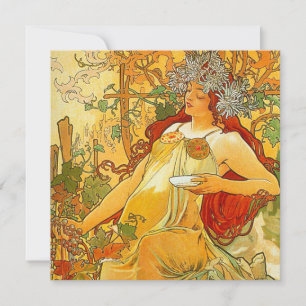 Alphonse Mucha Art Nouveau Autumn Invitation