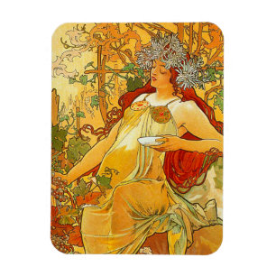Alphonse Mucha Art Nouveau Autumn Magnet