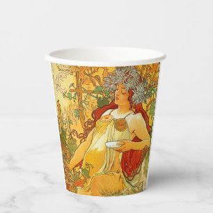 Alphonse Mucha Art Nouveau Autumn Paper Cups