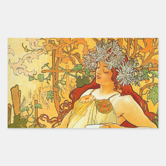 Alphonse Mucha Art Nouveau Autumn Sticker