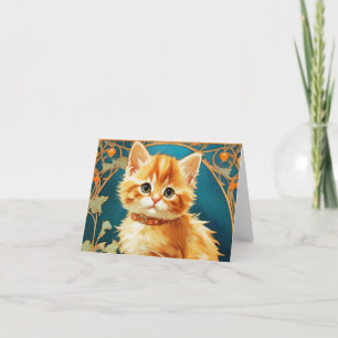 Alphonse Mucha Art Nouveau Cat Invitation