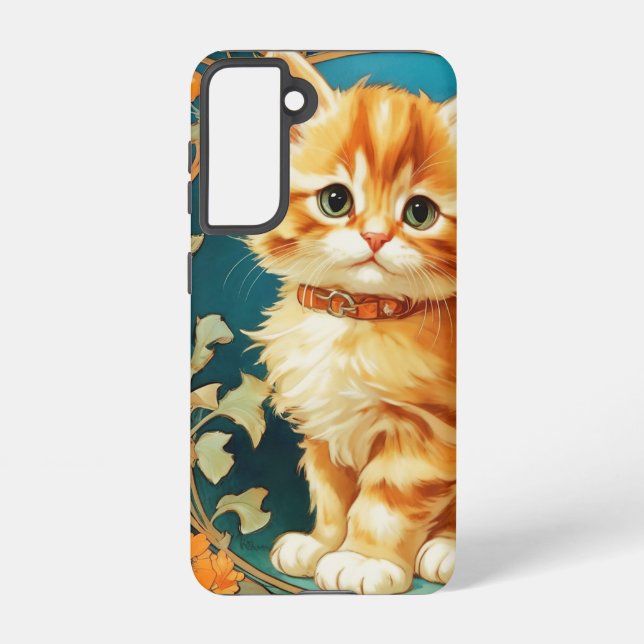 Alphonse Mucha Art Nouveau Cat Samsung Galaxy S21 Case (Back)