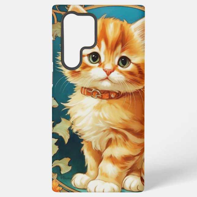 Alphonse Mucha Art Nouveau Cat Samsung Galaxy S22 Ultra Case (Back)