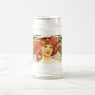 Alphonse Mucha Art Nouveau Daydream Beer Stein