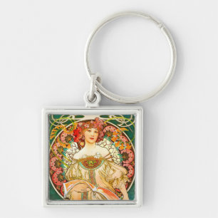 Alphonse Mucha Art Nouveau Daydream Keychain