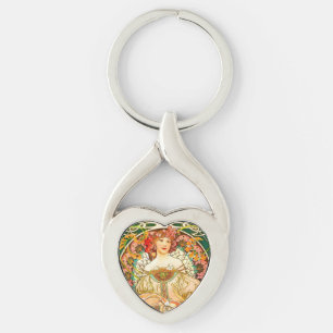 Alphonse Mucha Art Nouveau Daydream Keychain
