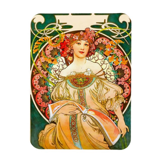 Alphonse Mucha Art Nouveau Daydream Magnet (Vertical)