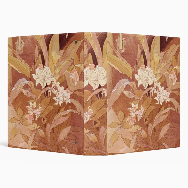 Alphonse Mucha Art Nouveau Floral Detail Binder (Background)