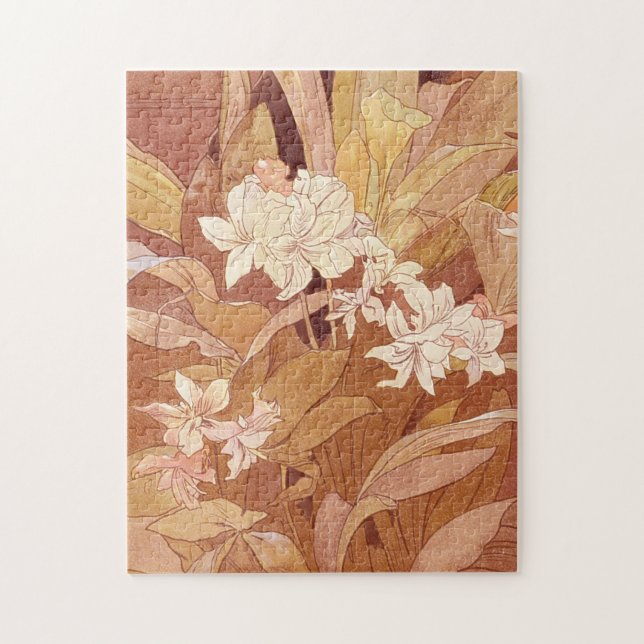 Alphonse Mucha Art Nouveau Floral Detail Jigsaw Puzzle (Vertical)