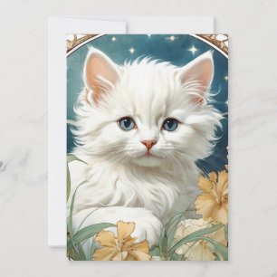 Alphonse Mucha Art Nouveau Kitten Save The Date