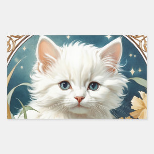 Alphonse Mucha Art Nouveau Kitten Sticker