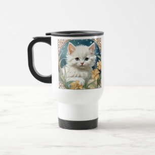 Alphonse Mucha Art Nouveau Kitten Travel Mug