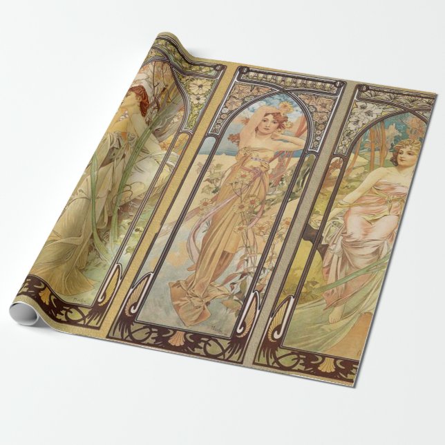 Alphonse Mucha – Art Nouveau Master Wrapping Paper (Unrolled)