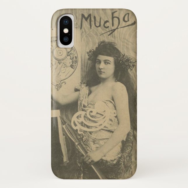Alphonse mucha art nouveau model photograph Case-Mate iPhone case (Back)