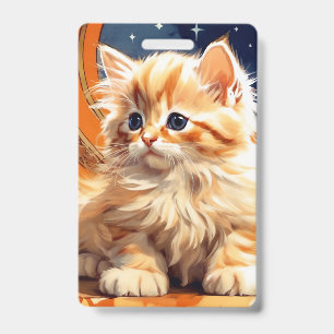 Alphonse Mucha Art Nouveau Orange Cat Badge