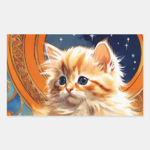 Alphonse Mucha Art Nouveau Orange Cat Sticker