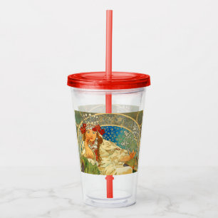Alphonse Mucha Art Nouveau Princess Hyacinth Acrylic Tumbler