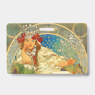 Alphonse Mucha Art Nouveau Princess Hyacinth Badge
