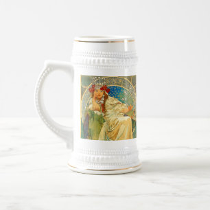Alphonse Mucha Art Nouveau Princess Hyacinth Beer Stein