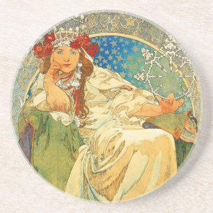 Alphonse Mucha Art Nouveau Princess Hyacinth Coaster