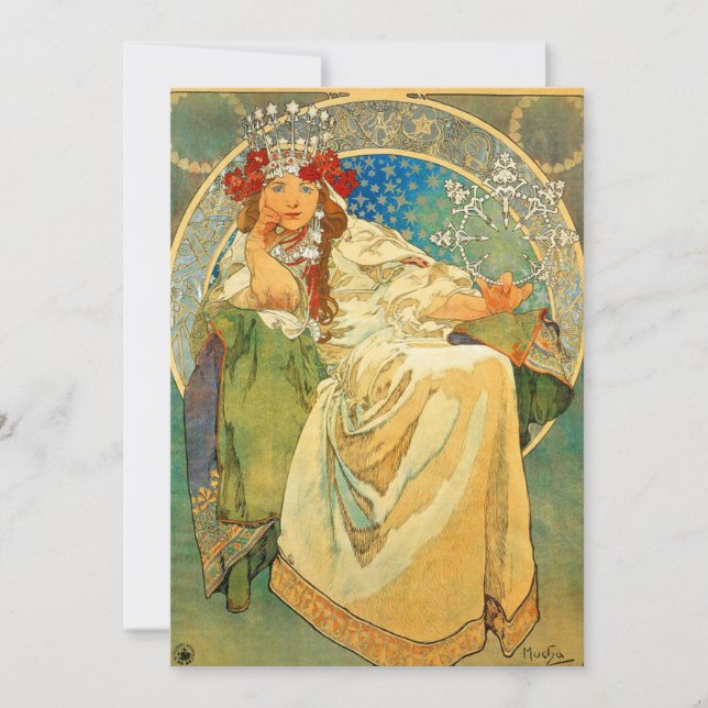 Alphonse Mucha Art Nouveau Princess Hyacinth Invitation (Front)
