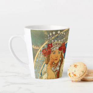 Alphonse Mucha Art Nouveau Princess Hyacinth Latte Mug