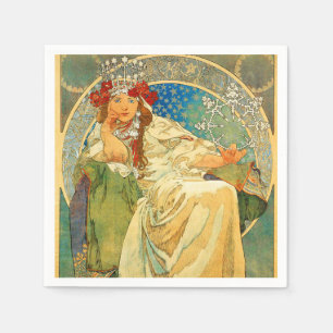Alphonse Mucha Art Nouveau Princess Hyacinth Napkin