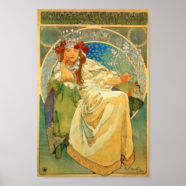 Alphonse Mucha Art Nouveau Princess Hyacinth Poster (Front)