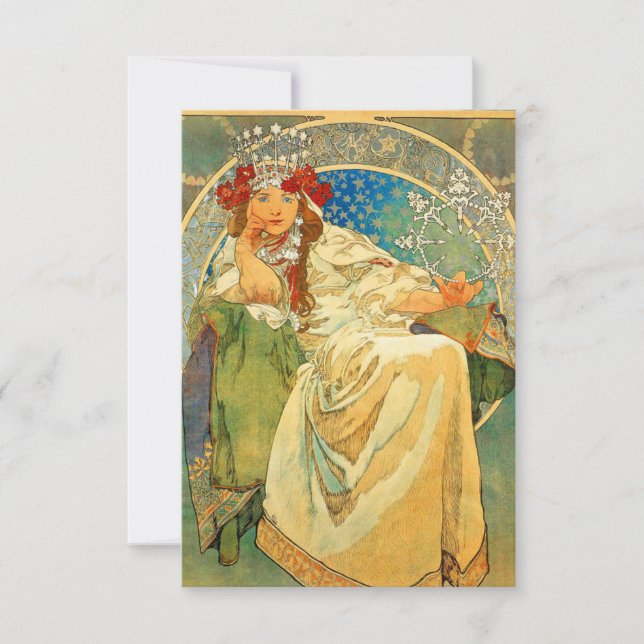 Alphonse Mucha Art Nouveau Princess Hyacinth RSVP Card (Front)