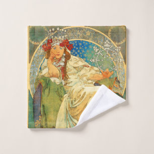 Alphonse Mucha Art Nouveau Princess Hyacinth Wash Cloth
