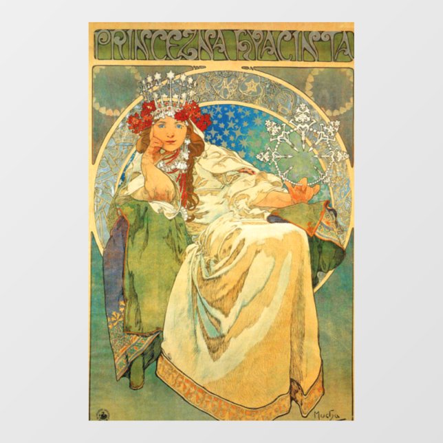Alphonse Mucha Art Nouveau Princess Hyacinth Window Cling (Sheet)
