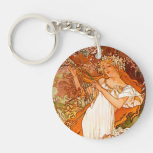 Alphonse Mucha Art Nouveau Spring Keychain