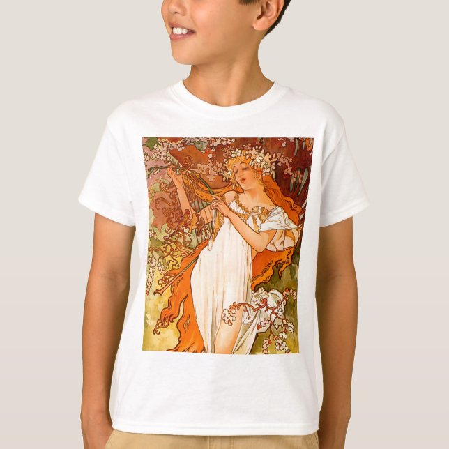 Alphonse Mucha Art Nouveau Spring T-Shirt (Front)