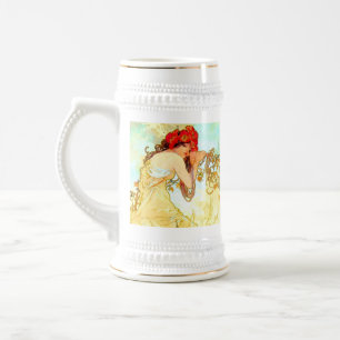 Alphonse Mucha Art Nouveau Summer Beer Stein