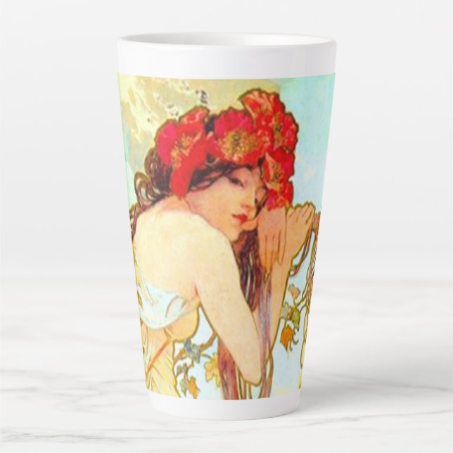 Alphonse Mucha Art Nouveau Summer Latte Mug (Front)