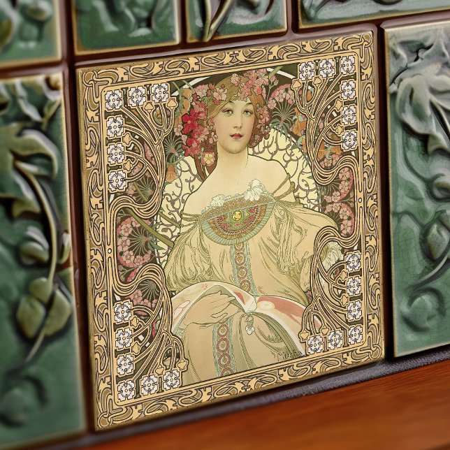 Alphonse Mucha Art Nouveau Vintage Tile (Creator Uploaded)
