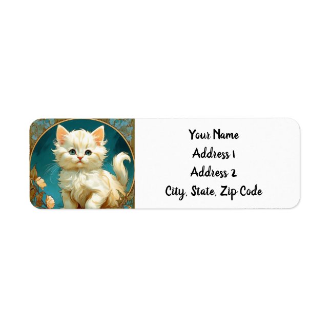 Alphonse Mucha Art Nouveau White Cat (Front)